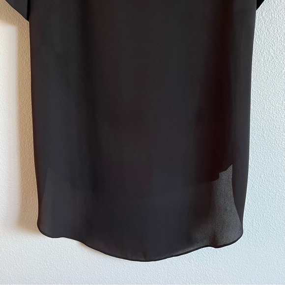Topshop Black Crew Neck Short Sleeve Hi Low Top - Picture 2 of 6